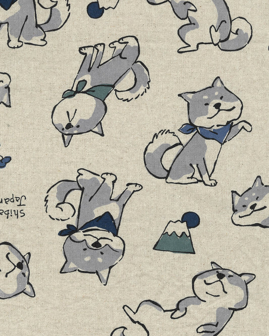 Doodle Animals Shiba Inu Cotton Linen Blend Canvas YKA-36000-2