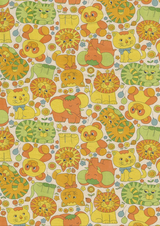 Retro School Animals Cotton Oxford YKA-39000-1