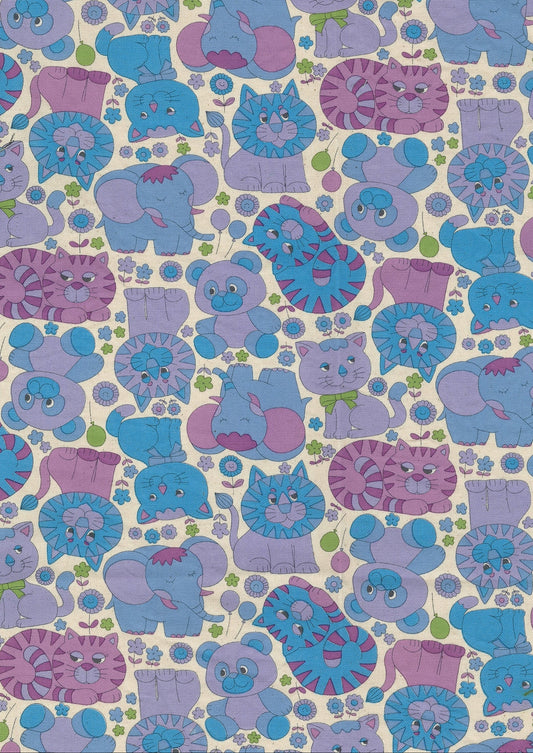 Retro School Animals Cotton Oxford YKA-39000-1