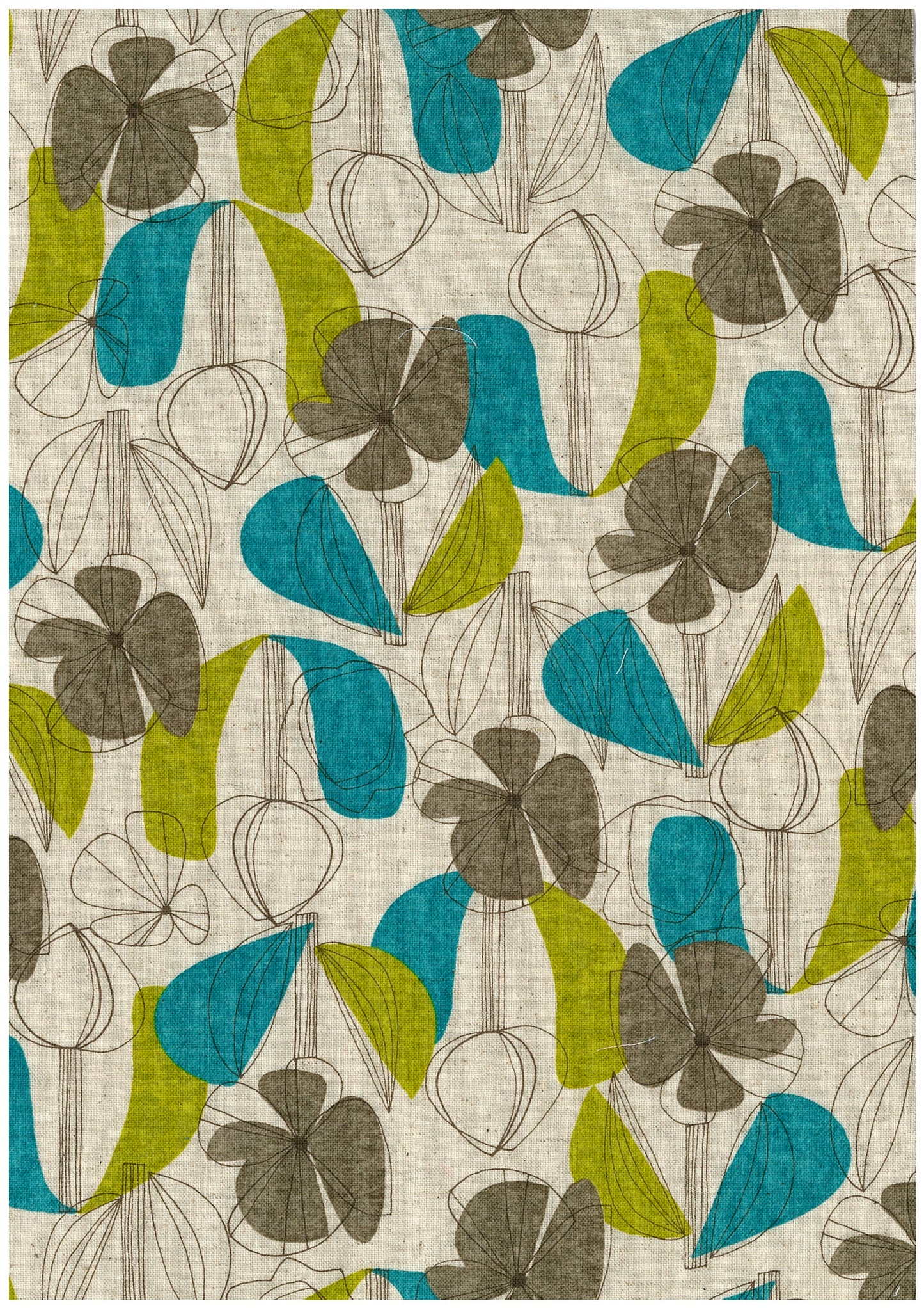 Floral Grid Cotton Linen Blended Sheeting YKA-41010-1