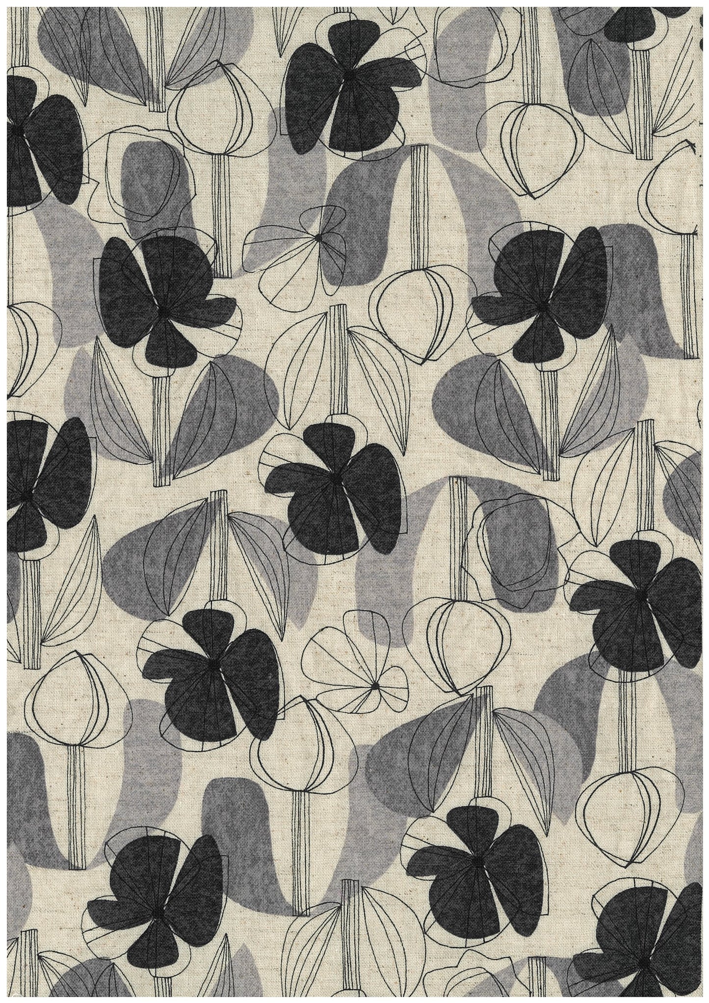 Floral Grid Cotton Linen Blended Sheeting YKA-41010-1