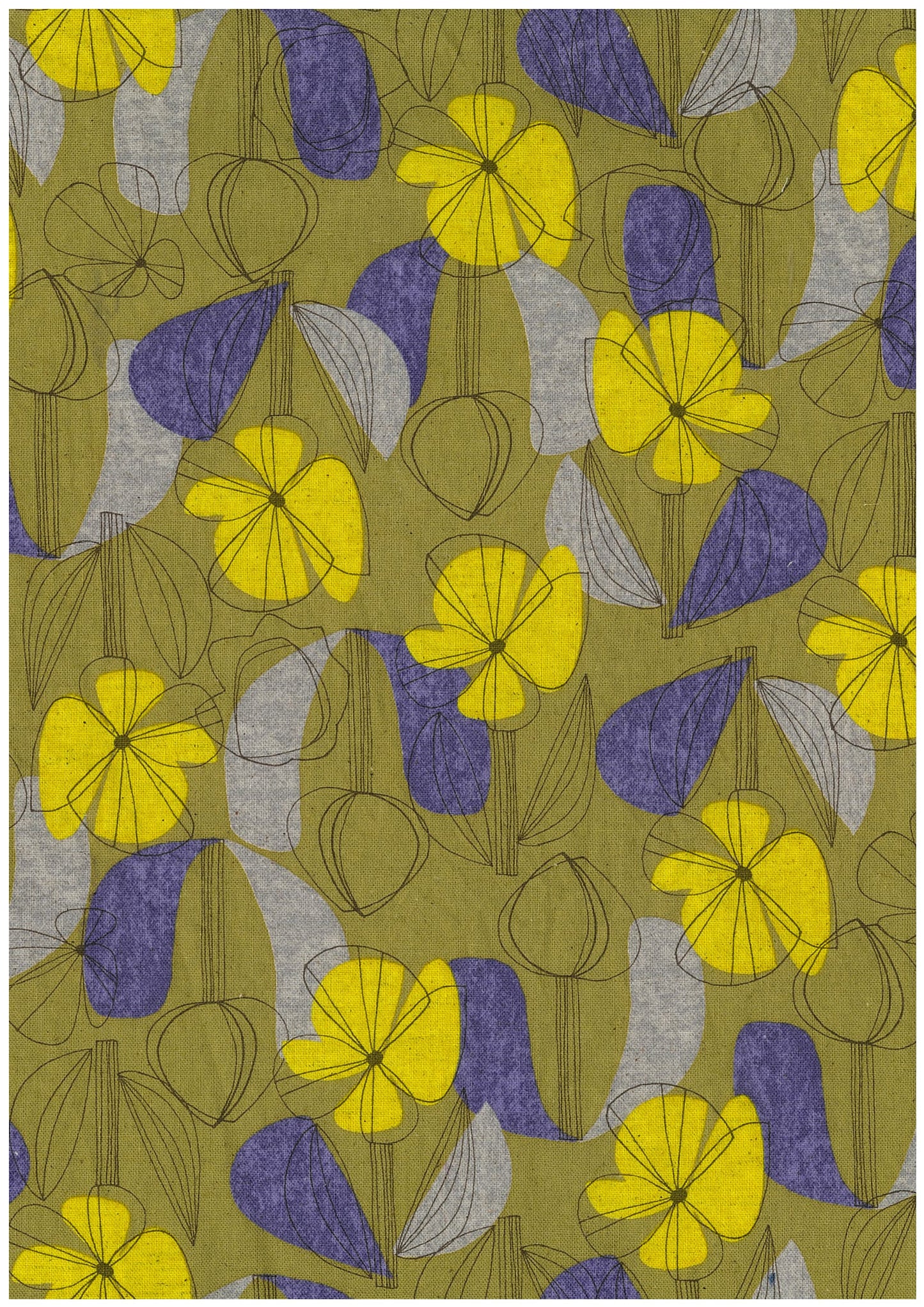 Floral Grid Cotton Linen Blended Sheeting YKA-41010-1