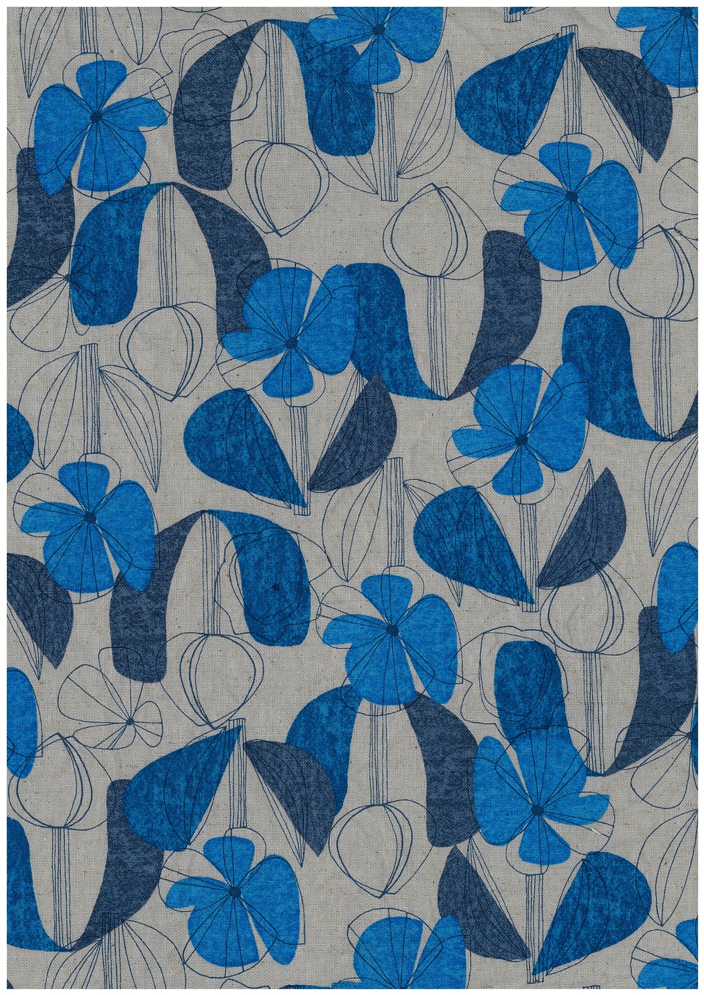 Floral Grid Cotton Linen Blended Sheeting YKA-41010-1