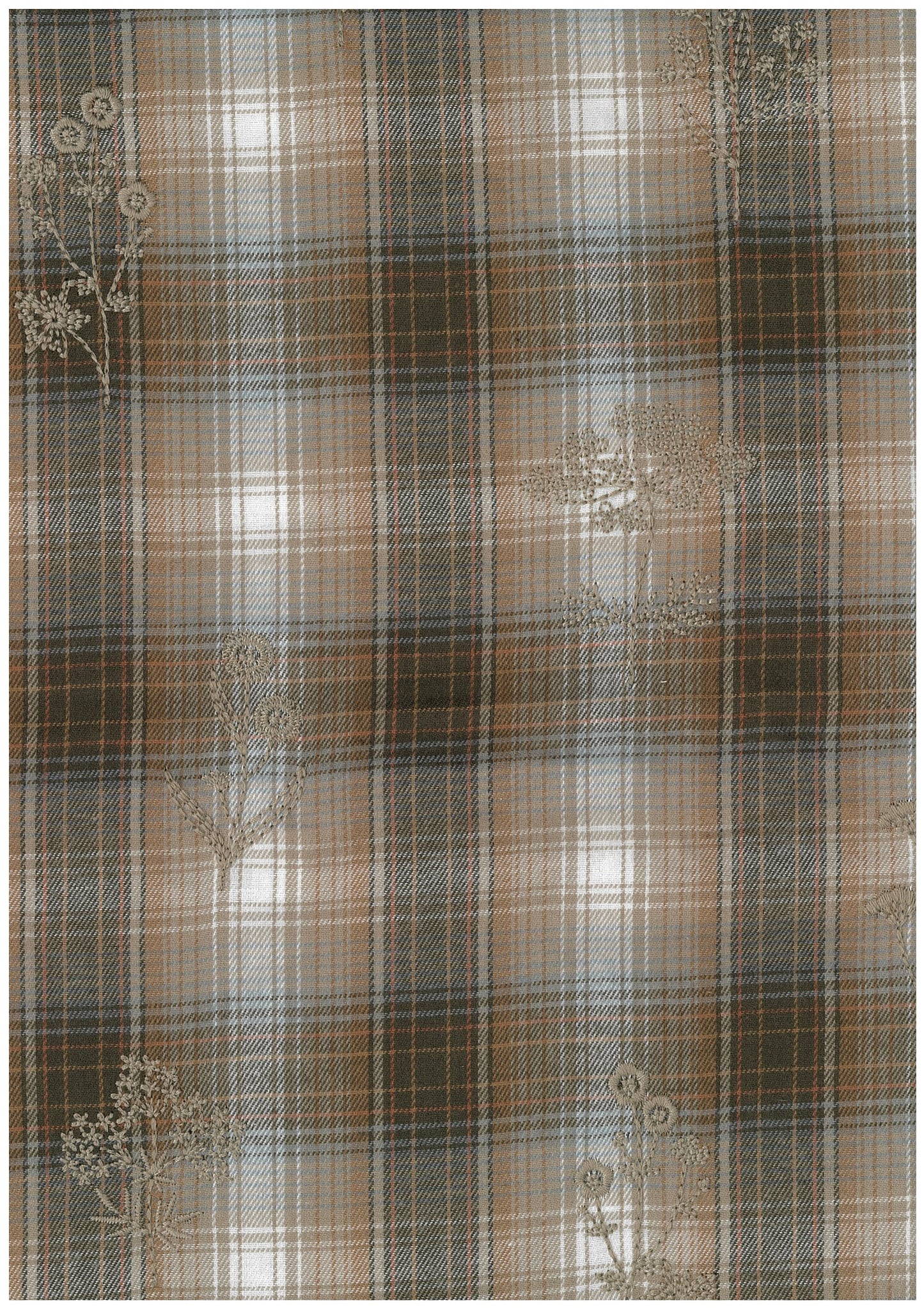 Embroidered Check Flower Brushed Fabric YKA-46070-1