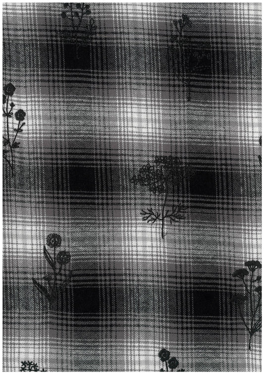 Embroidered Check Flower Brushed Fabric YKA-46070-1