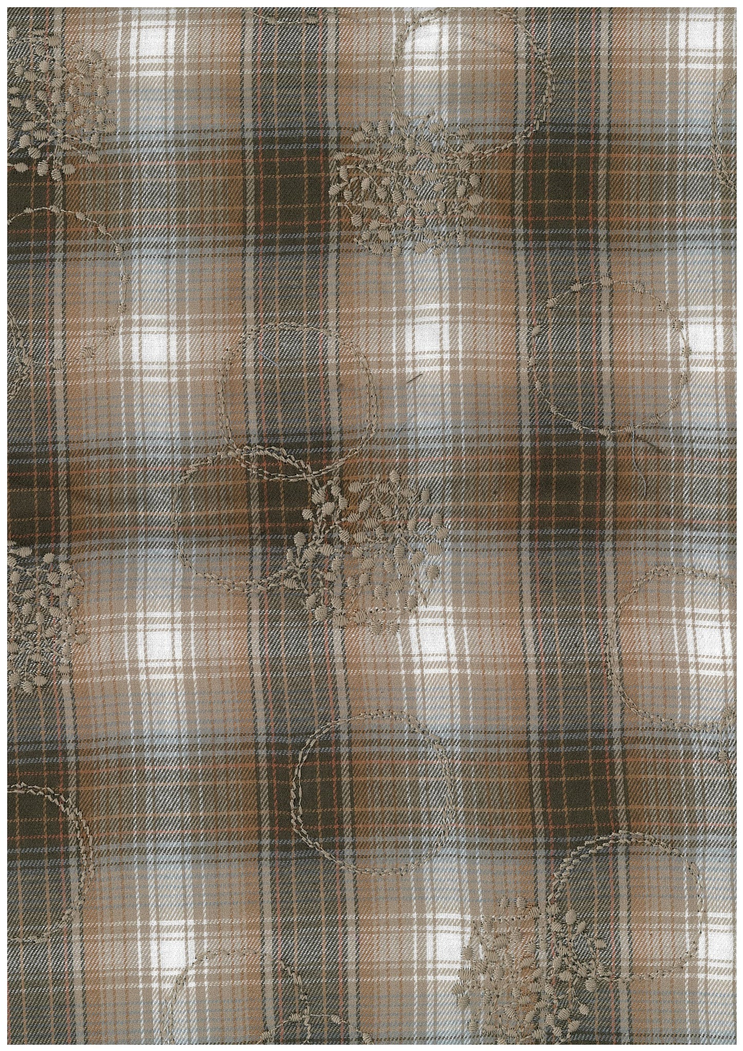 Embroidered Check Flower Wreath Sheeting YKA-46070-2