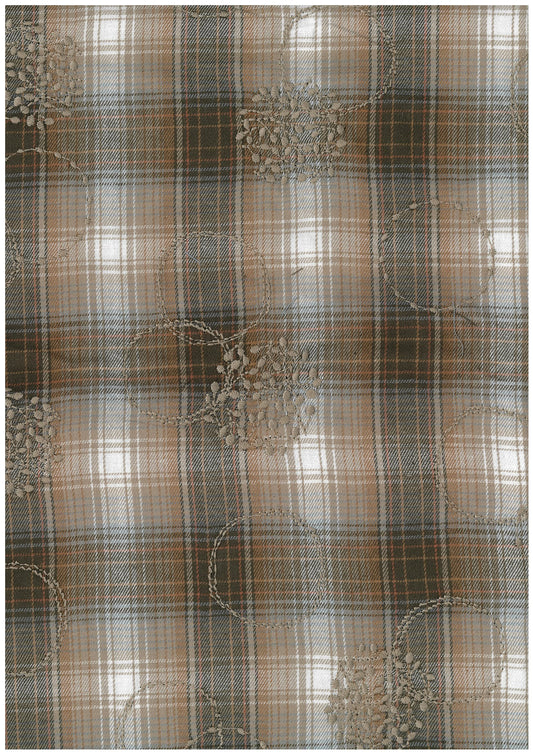 Embroidered Check Flower Wreath Sheeting YKA-46070-2