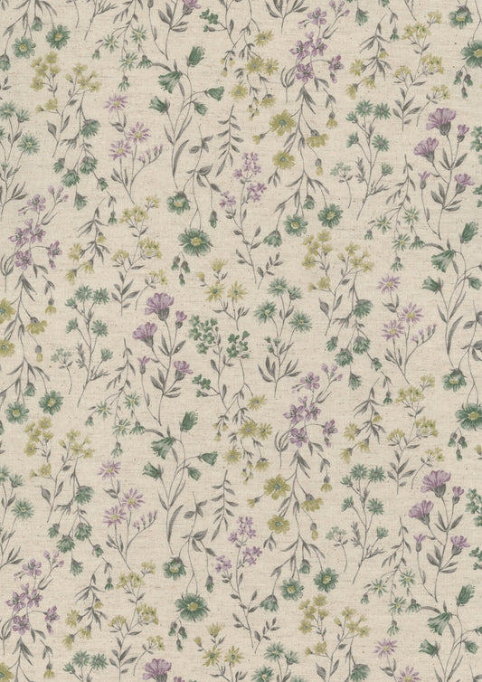 Antique Flower Cotton Linen Blend Sheeting YPA-69040-1