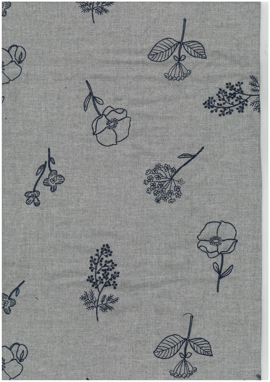 Embroidery Botanical Poppy Sheeting YK-26060-2