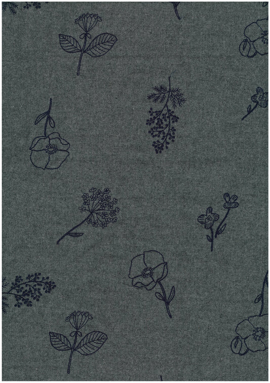 Embroidery Botanical Poppy Sheeting YK-26060-2