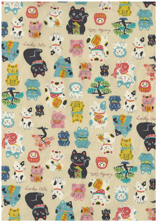 Funny Japan Lucky Cat Cotton Oxford YKA-49040-1