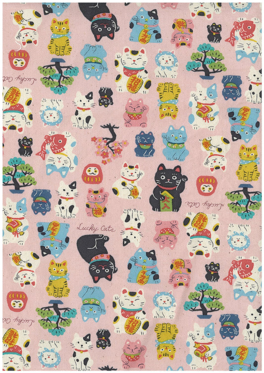 Funny Japan Lucky Cat Cotton Oxford YKA-49040-1