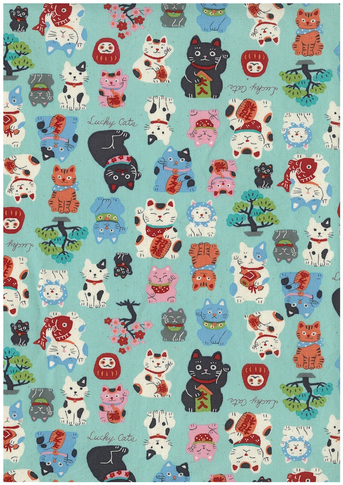 Funny Japan Lucky Cat Cotton Oxford YKA-49040-1