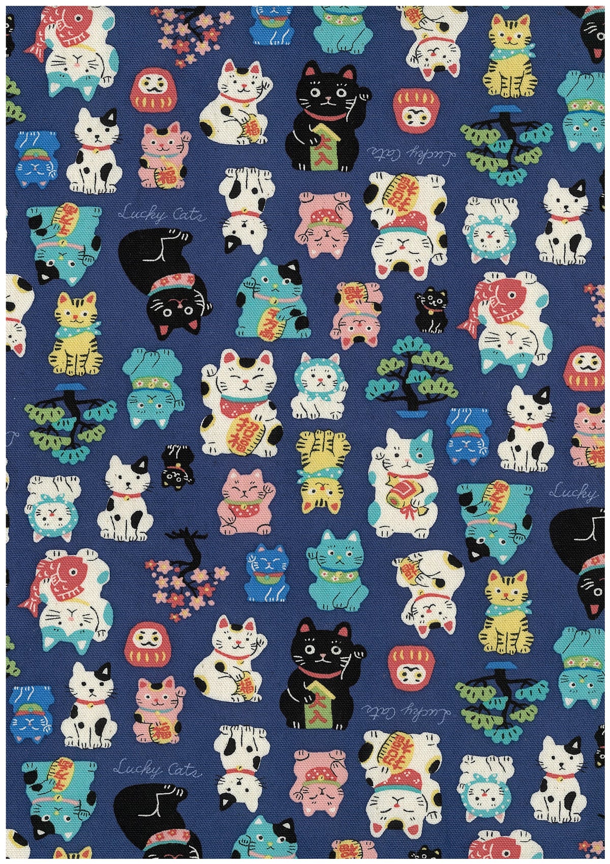Funny Japan Lucky Cat Cotton Oxford YKA-49040-1