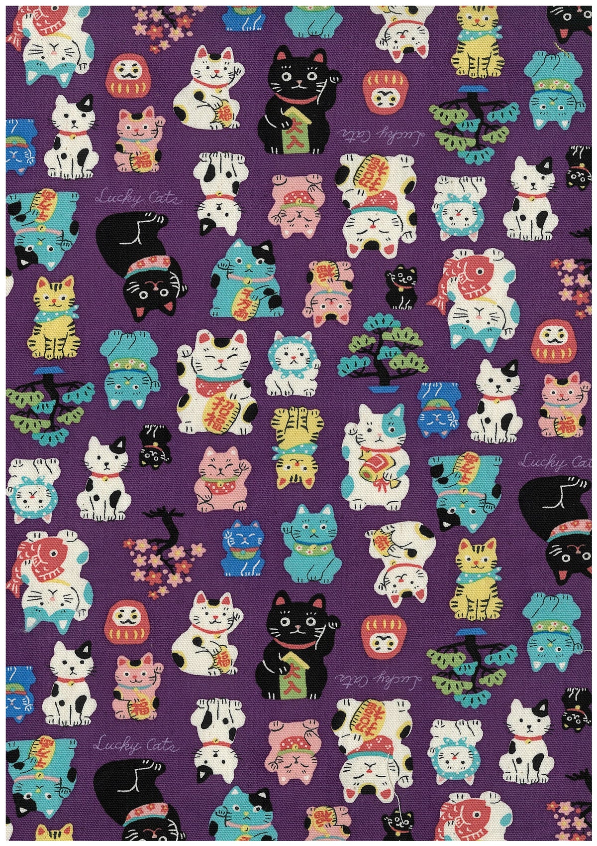 Funny Japan Lucky Cat Cotton Oxford YKA-49040-1